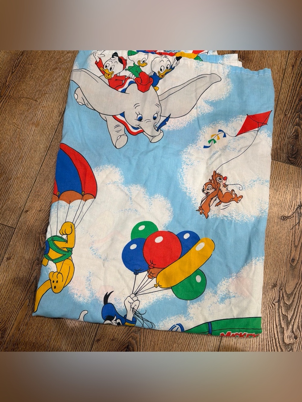 Disney Light Blue Dumbo & Classic Characters Balloon vintage blanket